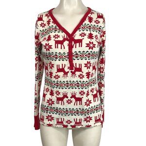 Hanna Andersson Red and White Reindeer Pajama Top